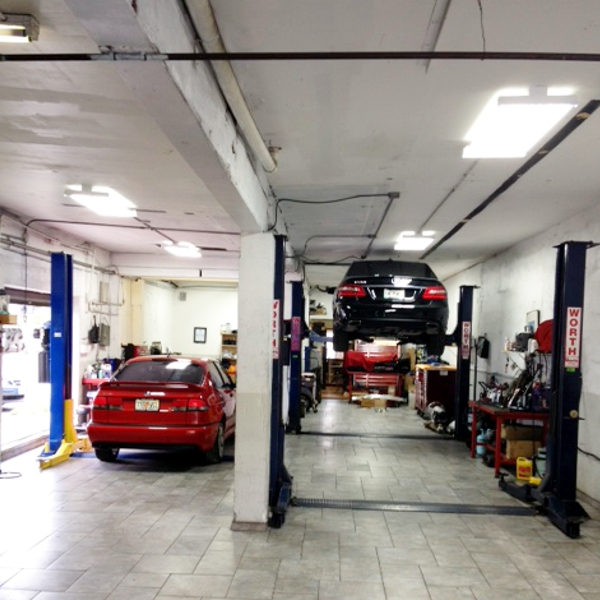 inside European Auto's main work area